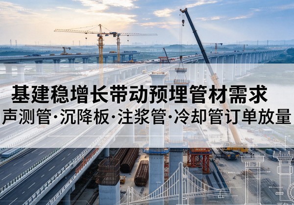 成都基建稳增长带动预埋监测管材需求，声测管、沉降板、注浆管订单持续放量